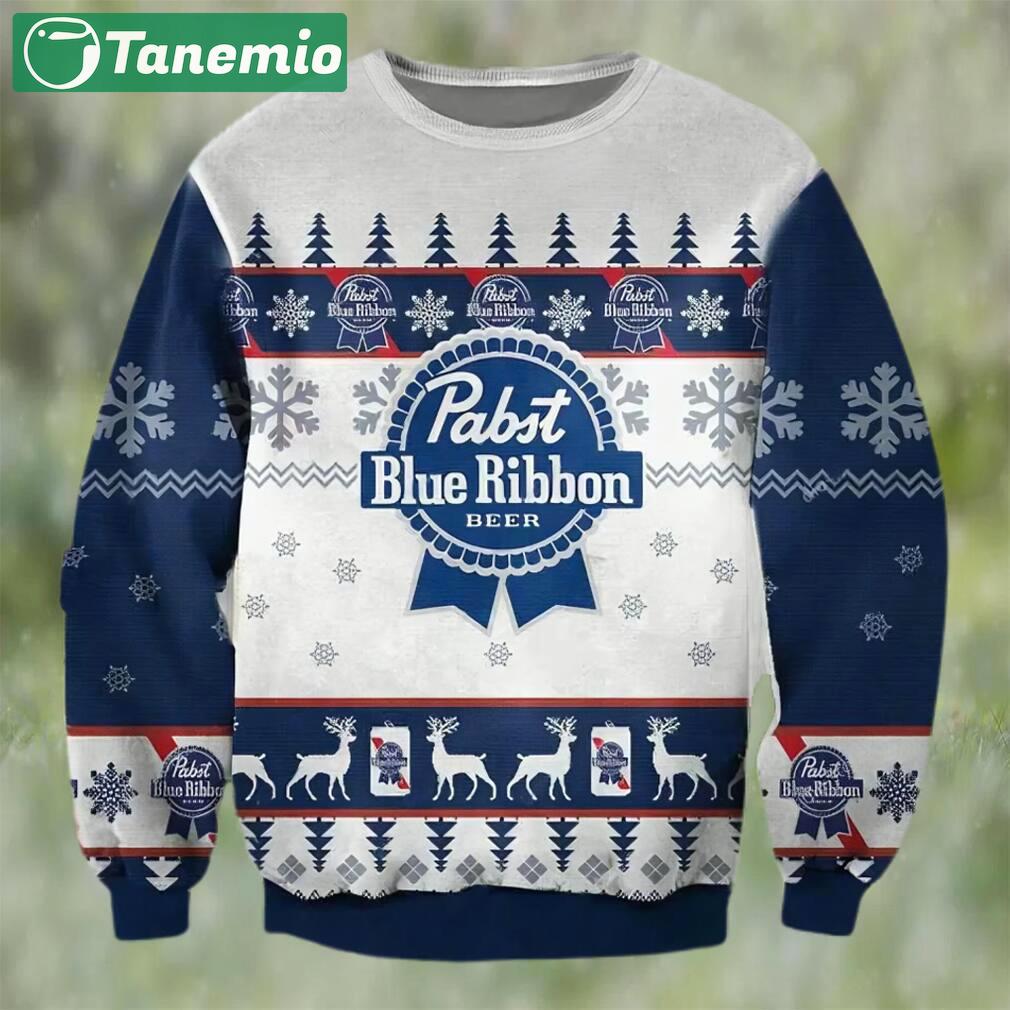 Pabst blue ribbon beer christmas ugly sweater, faux wool sweater, gifts for beer lovers, international beer day, best christmas gifts for 2022 ? prinvity Christmas Ugly Sweater