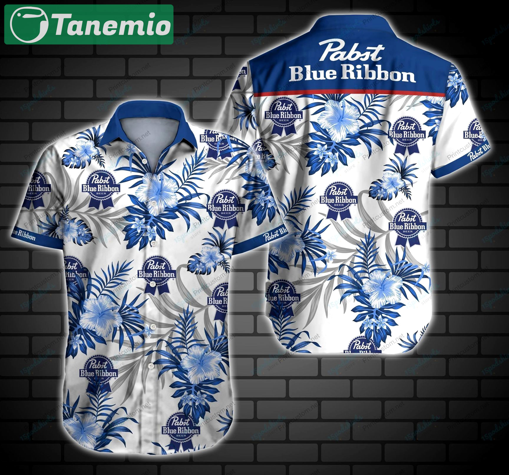 Pabst blue ribbon style 2 hawaiian shirt Hawaii Shirt Shorts & Flip Flops