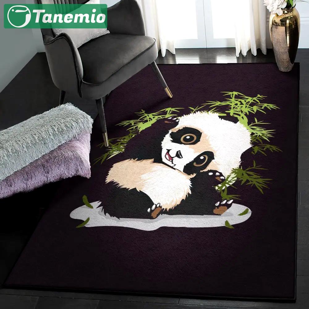 Panda washable rugs, cute panda rug Rectangle Rug