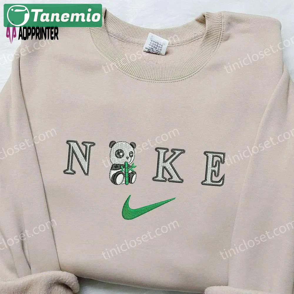 Panda x nike embroidered hoodie & shirt set: perfect family gift nike inspired designs Embroidered Shirt