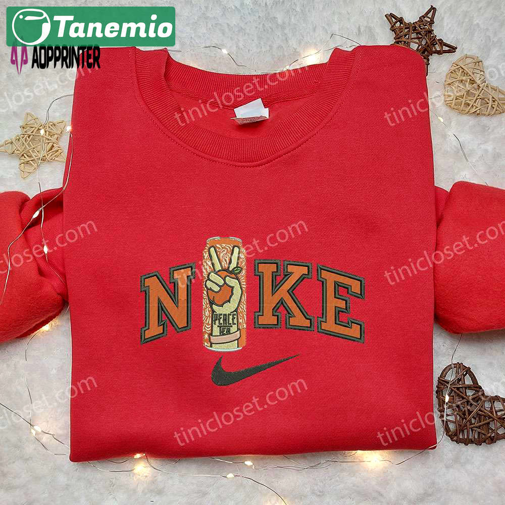 Peace tea x nike embroidered sweatshirt – refreshingly unique nike inspired shirt Embroidered Shirt