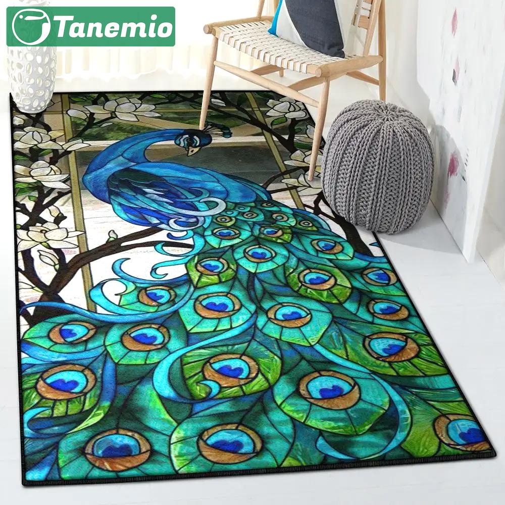 Peafowl large living room rugs, peacock rug Rectangle Rug