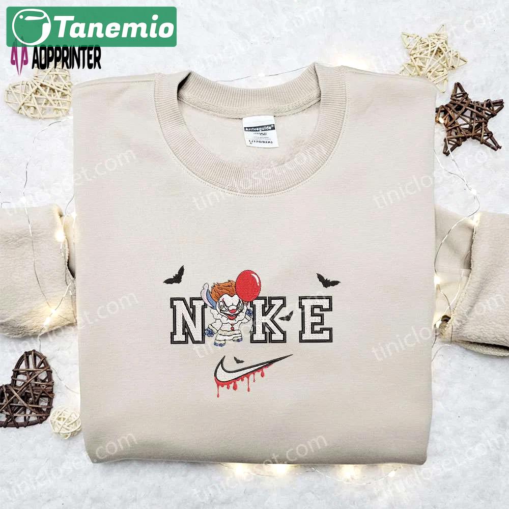 Pennywise x nike embroidered sweatshirt: horror movie disney shirt best halloween gift Embroidered Shirt