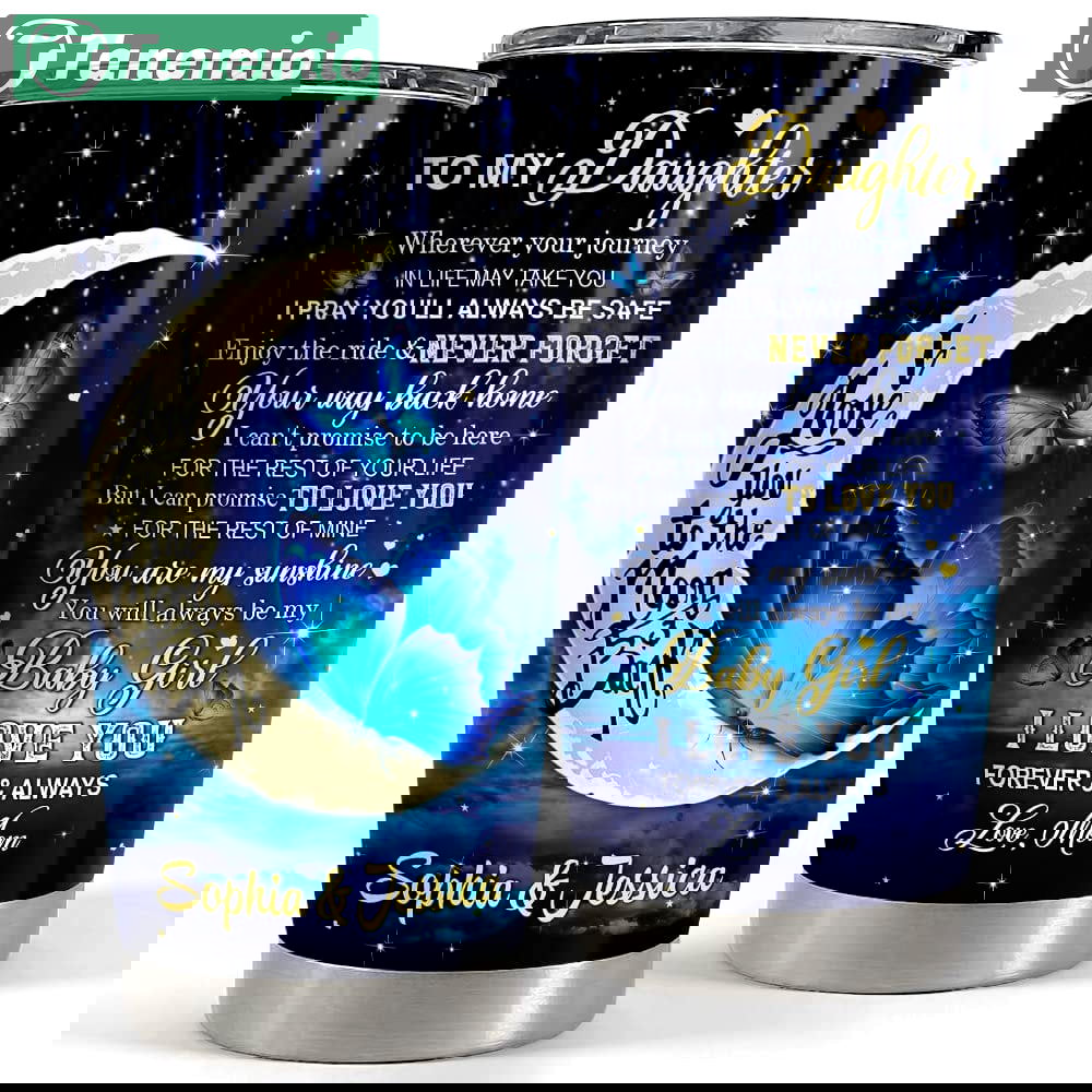 Personalized butterfly tumbler to daughter from mom family best gift Personalized Tumbler