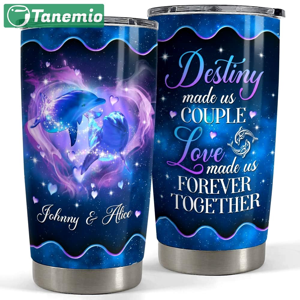 Personalized couple tumbler dolphin ocean love forever husband wife Personalized Tumbler