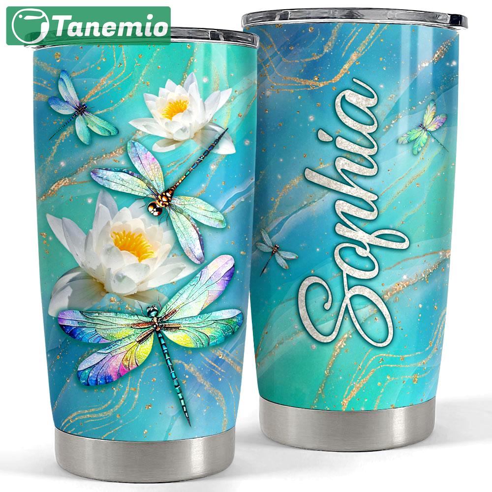 Personalized dragonfly tumbler with customize name Personalized Tumbler
