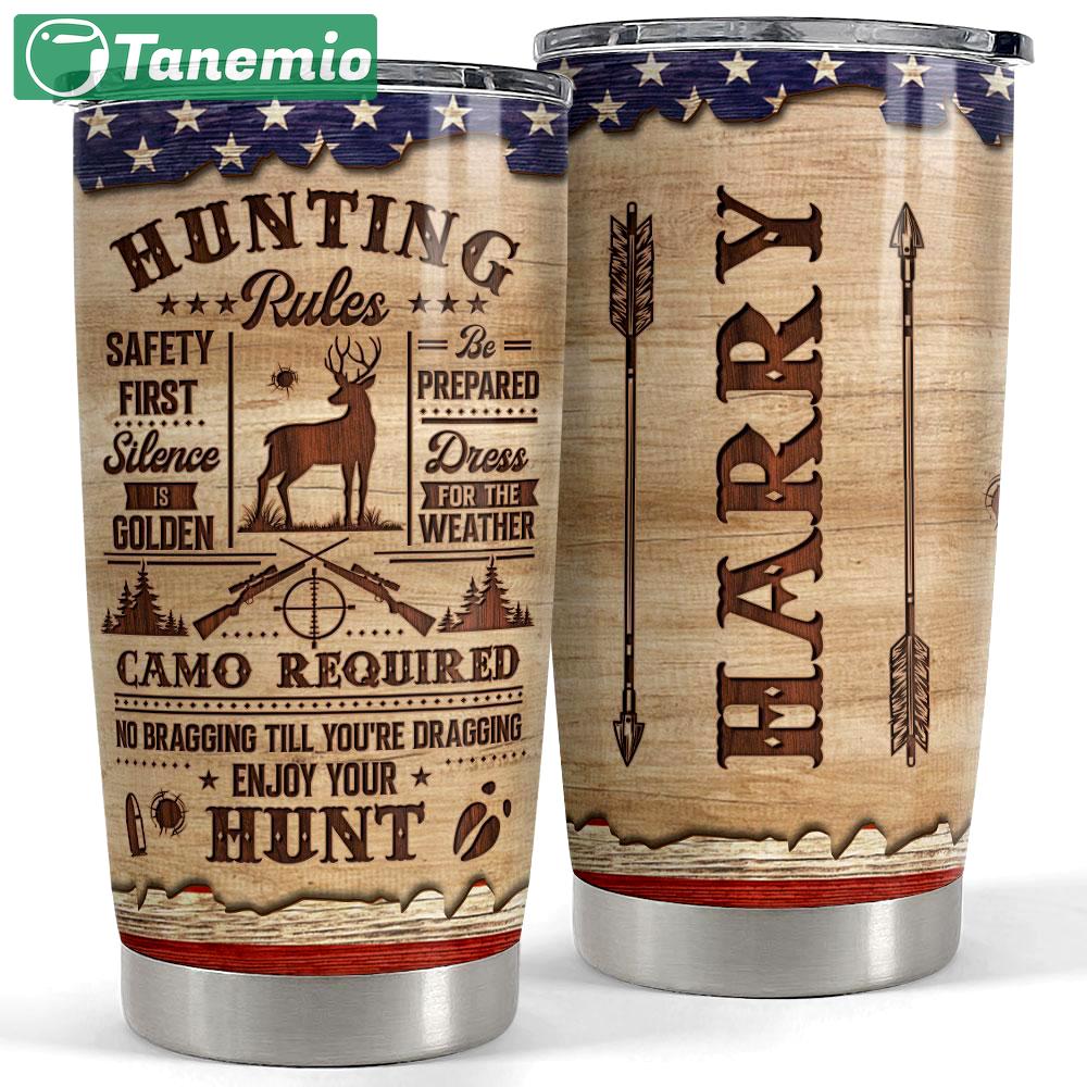Personalized hunting tumbler hunting rules wood drawing Personalized Tumbler