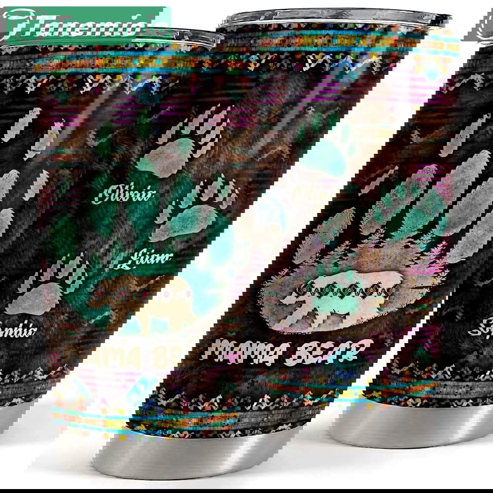 Personalized mama bear mom tumbler native american print mother gifts Personalized Tumbler