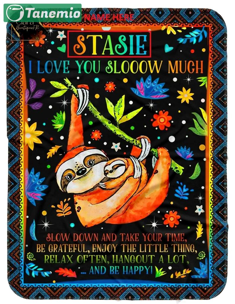 Personalized name sloth blanket gift for baby fleece blanket, mink sherpa blanket, sloth blanket, baby blanket, christmas gift for baby Quilt Blanket