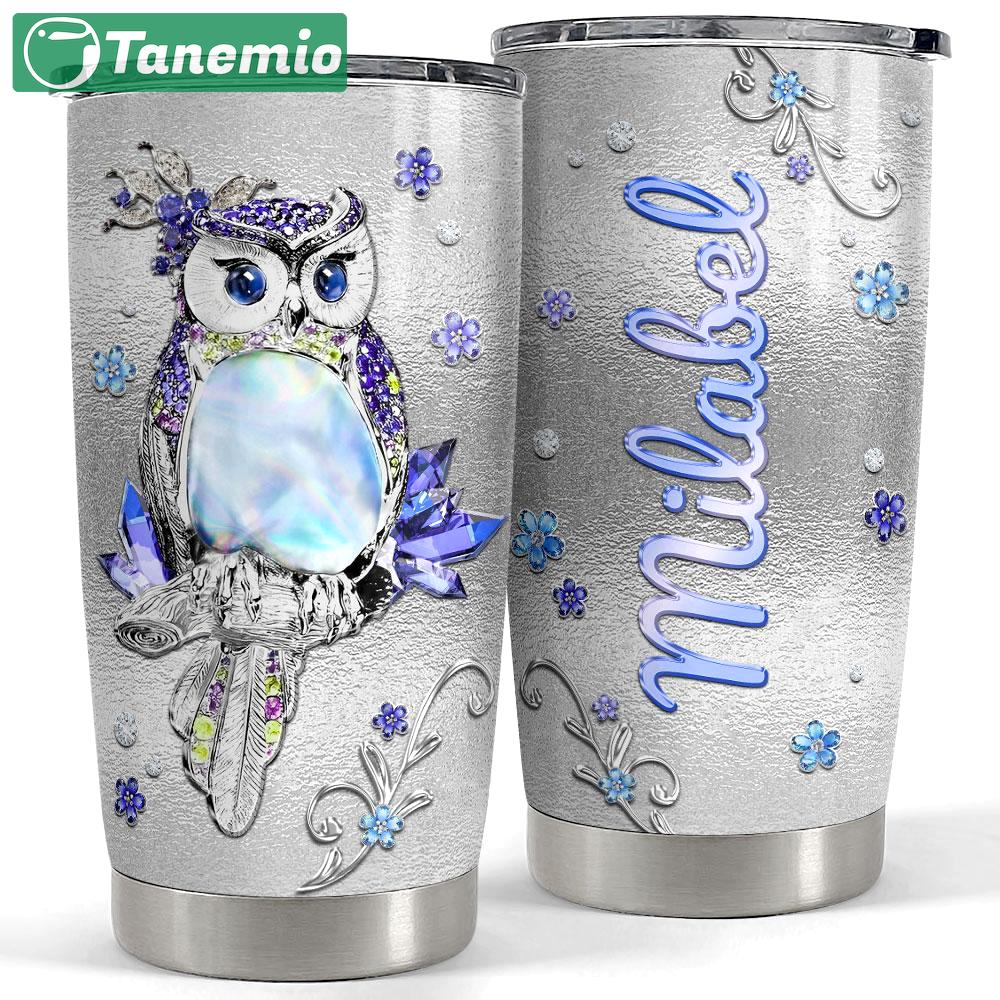Personalized owl tumbler jewelry style with custom name Personalized Tumbler
