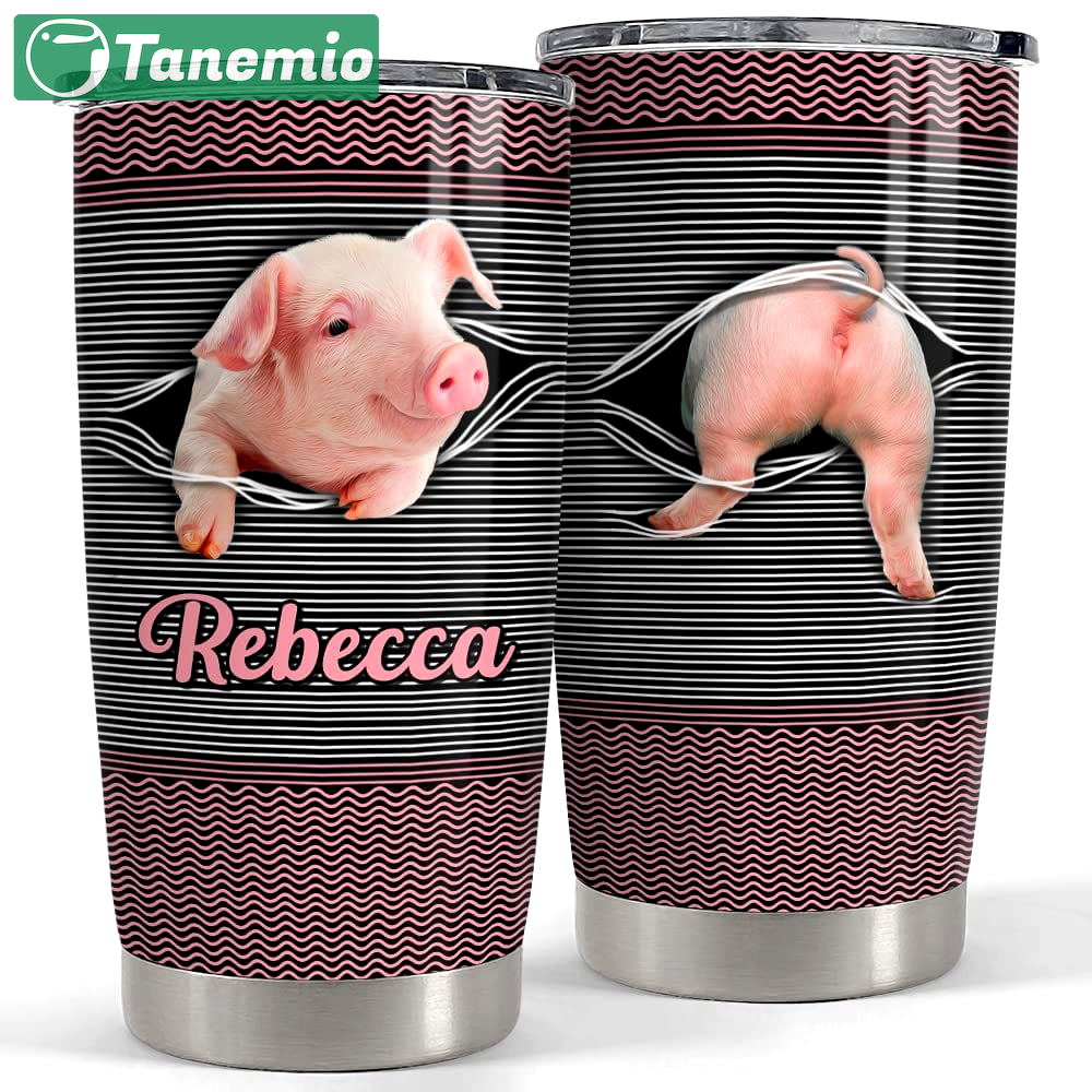 Personalized pig tumbler funny gift for friend for animal lover Personalized Tumbler