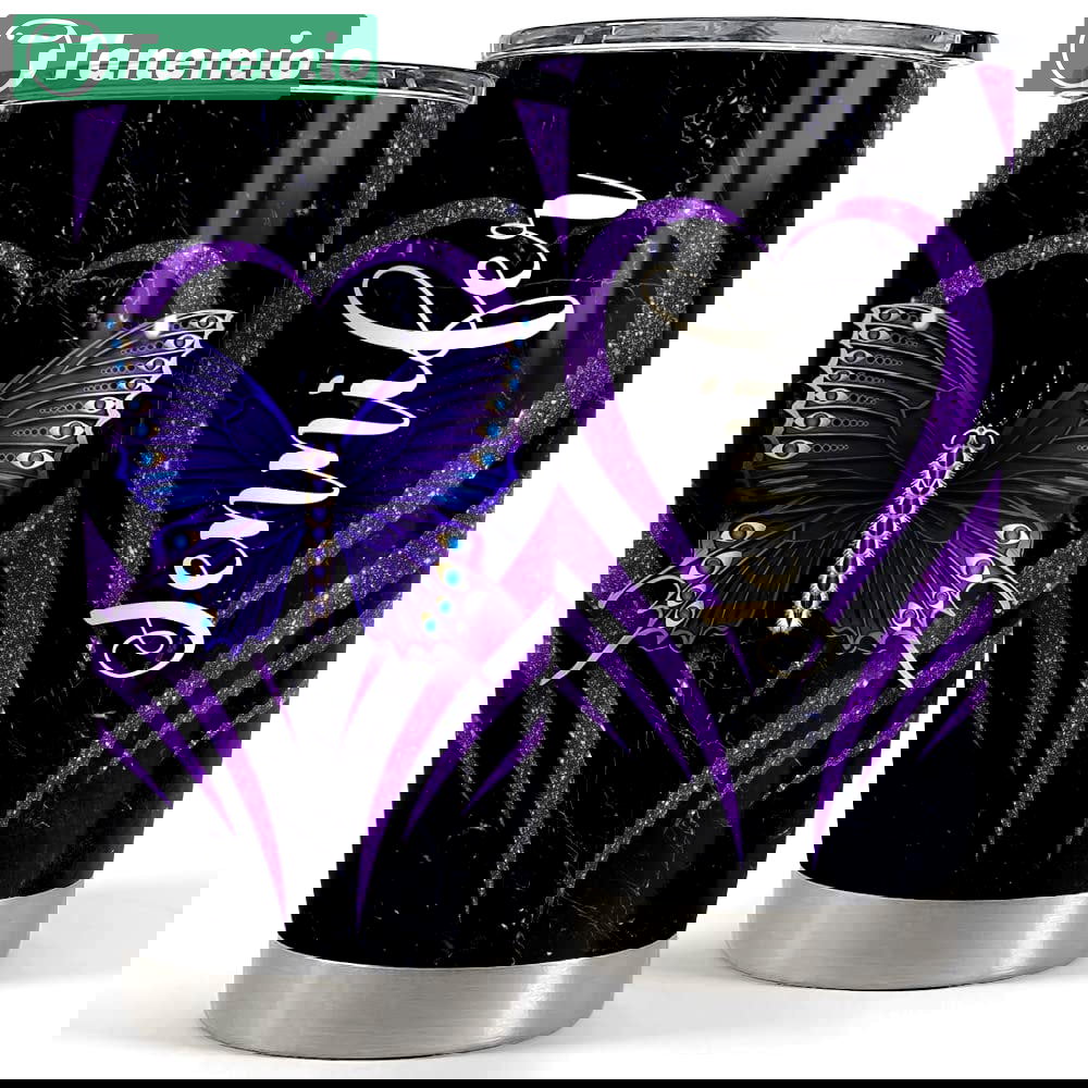 Personalized purple butterfly tumbler glitter for animal lover Personalized Tumbler
