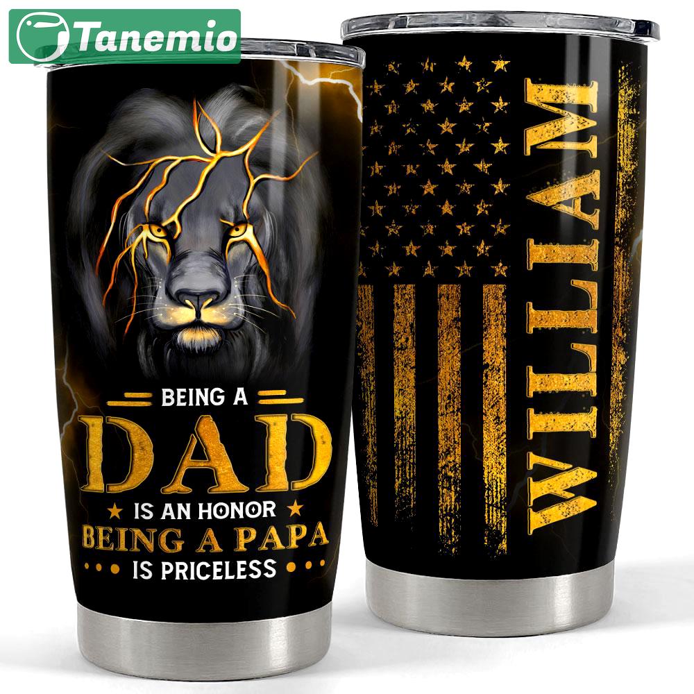 Personalized tumbler for dad papa lion father with customize name Personalized Tumbler