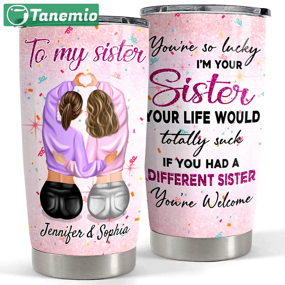 Personalized tumbler funny gifts for sister bestie Personalized Tumbler