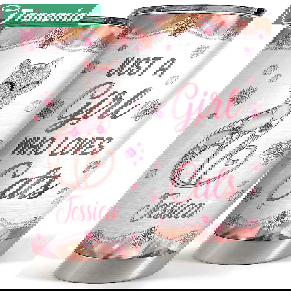 Personalized tumbler just a girl who loves cats jewelry style gift Personalized Tumbler