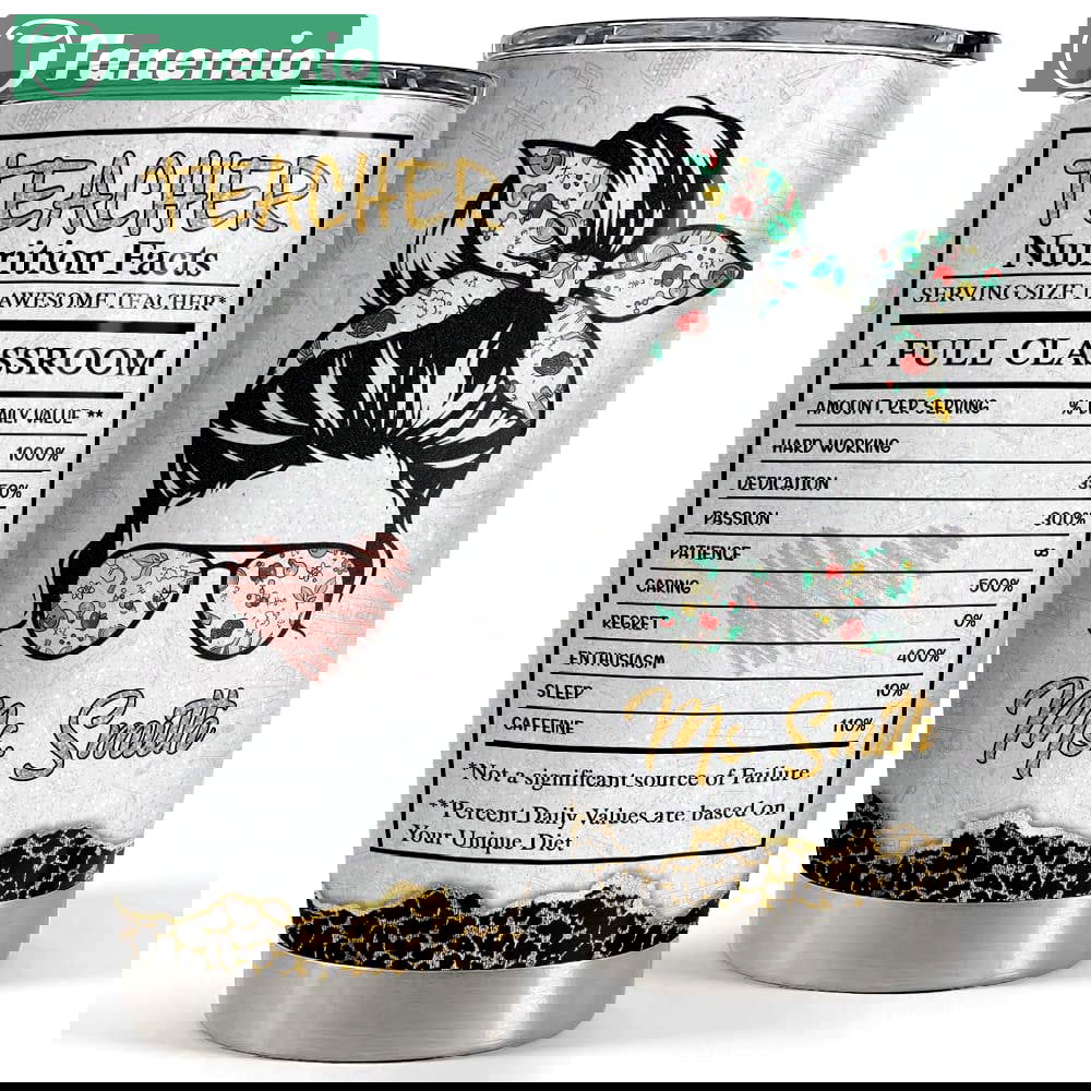 Personalized tumbler teacher nutrition facts funny gift for teacher Personalized Tumbler