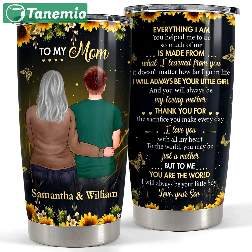 Personalized tumbler to mom from son sunflower best gift for mother Personalized Tumbler