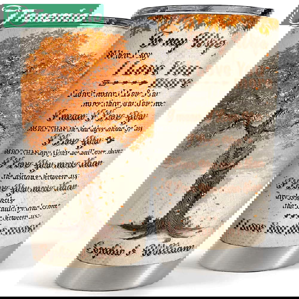 Personalized vintage couple fall tree tumblers to my wife from husband Personalized Tumbler
