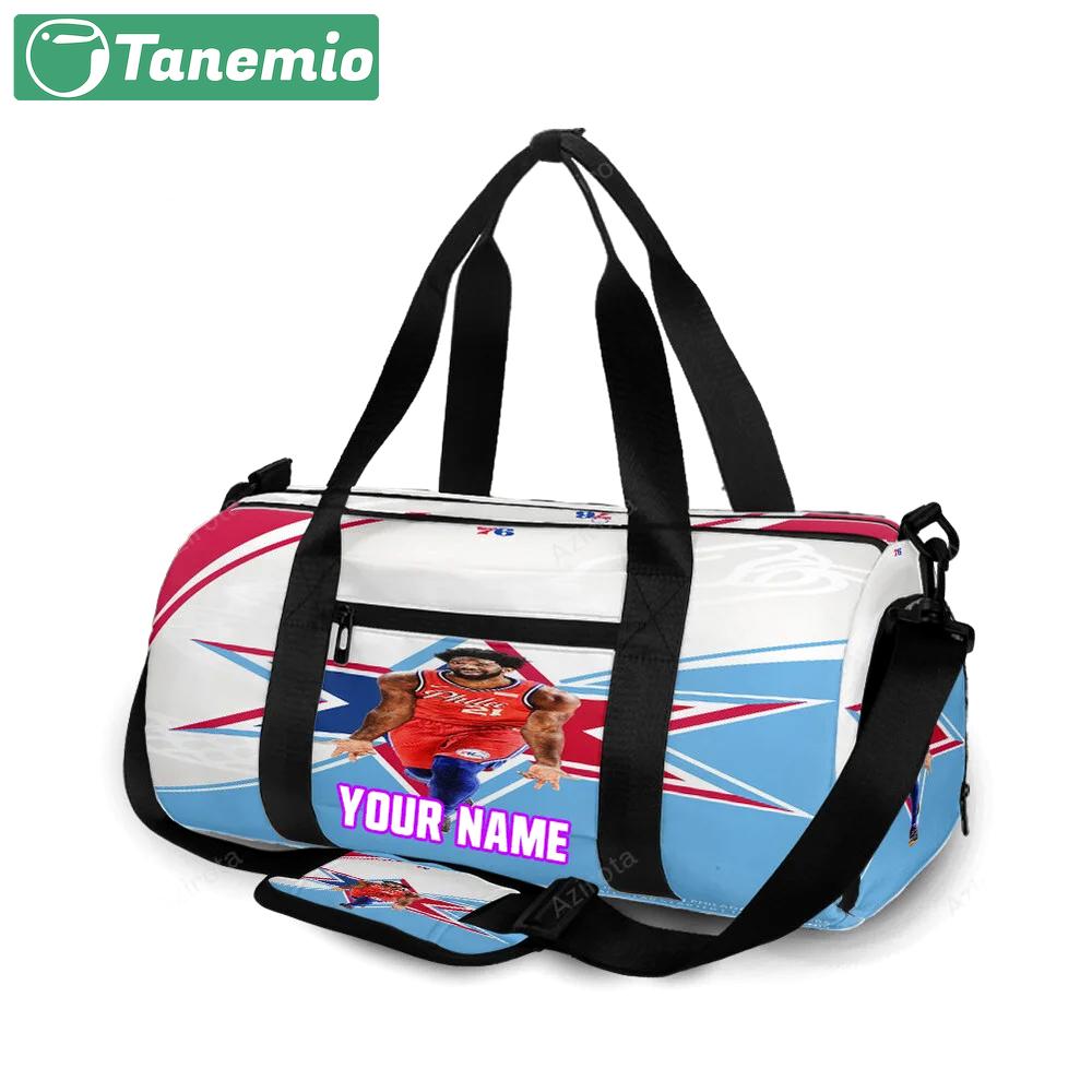 Philadelphia 76ers joel embiid star personalized name travel bag gym bag 2181 Travel Bag
