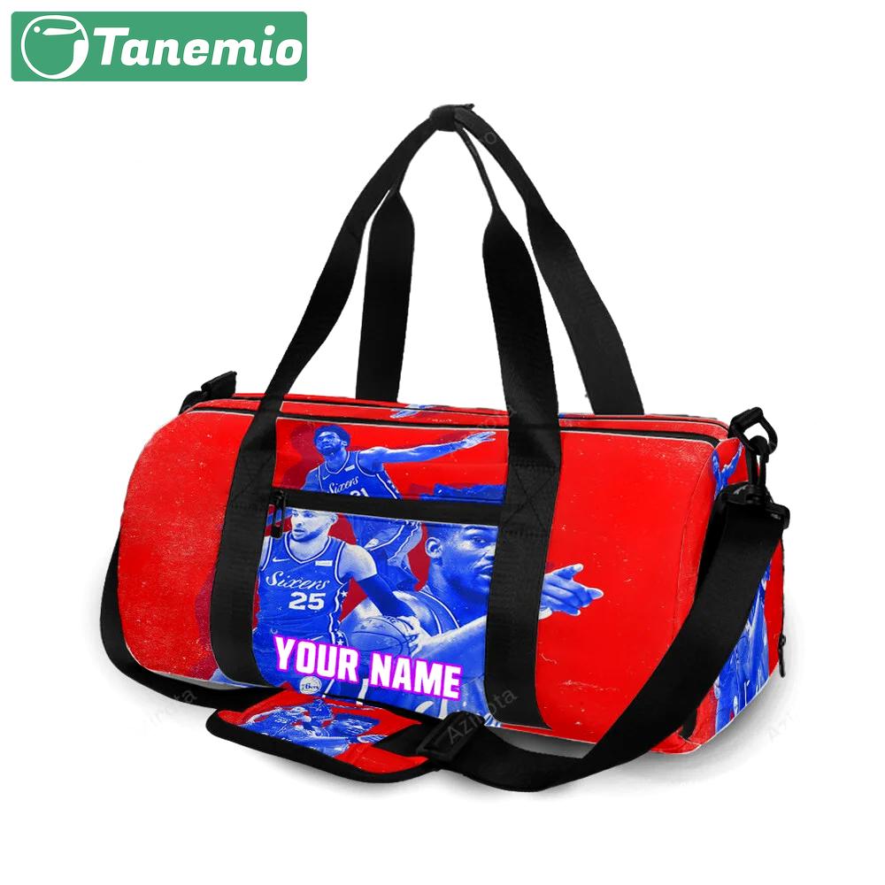 Philadelphia 76ers players blue red personalized name travel bag gym bag 2231 Travel Bag