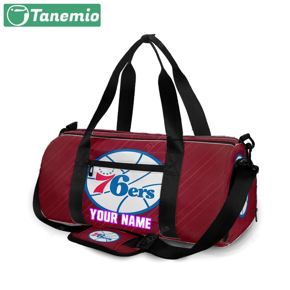 Philadelphia 76ers white red personalized name travel bag gym bag 2187 Travel Bag