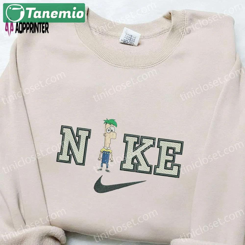 Phineas flynn x nike embroidered shirt & sweatshirt: cartoon style hoodie Embroidered Shirt