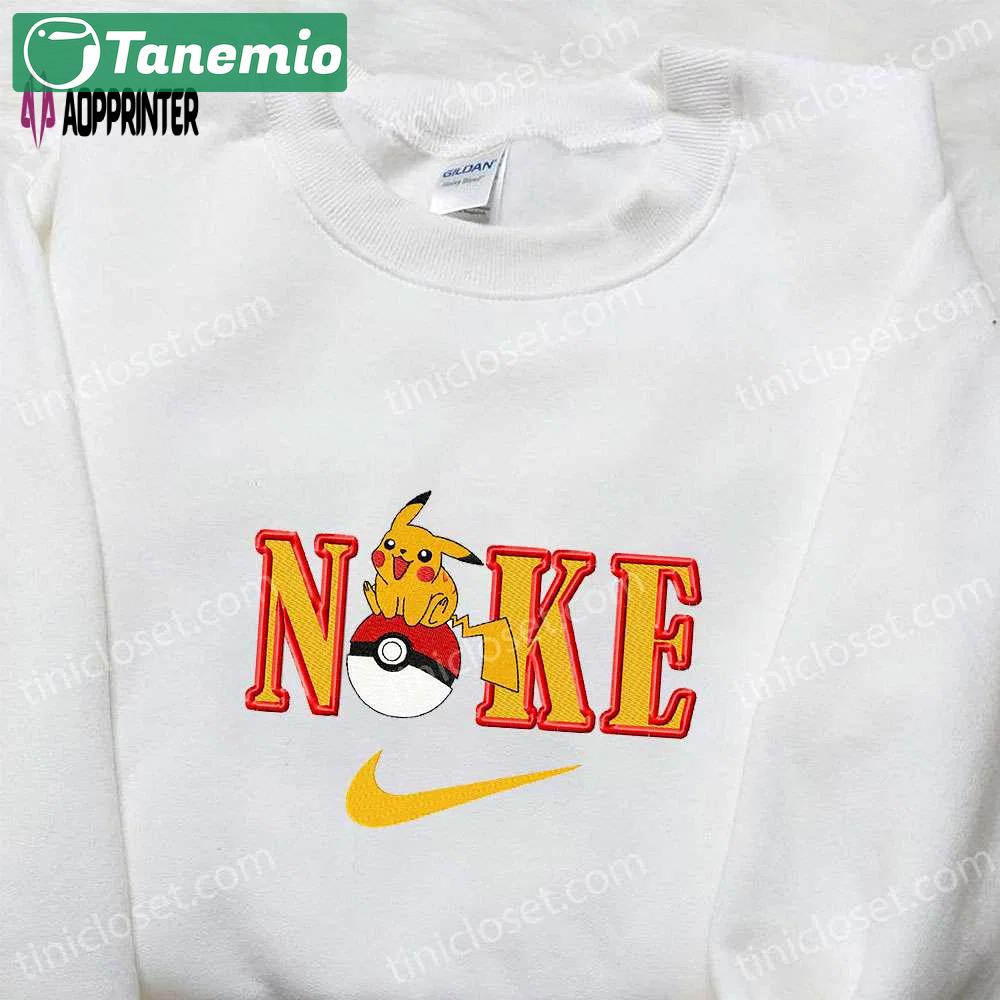 Pikachu x nike anime embroidered tshirt – pokemon & nike inspired shirt Embroidered Shirt