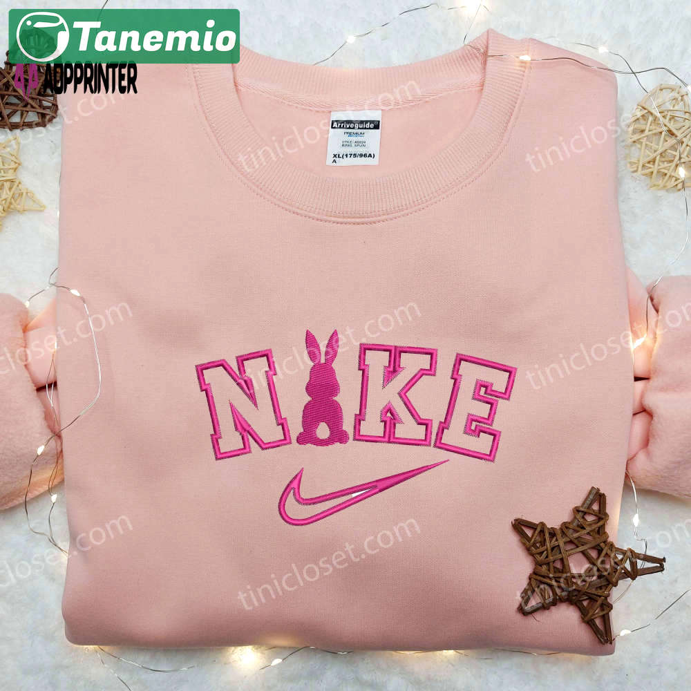 Pink bunny x nike embroidered shirt – unique animal design by nike Embroidered Shirt