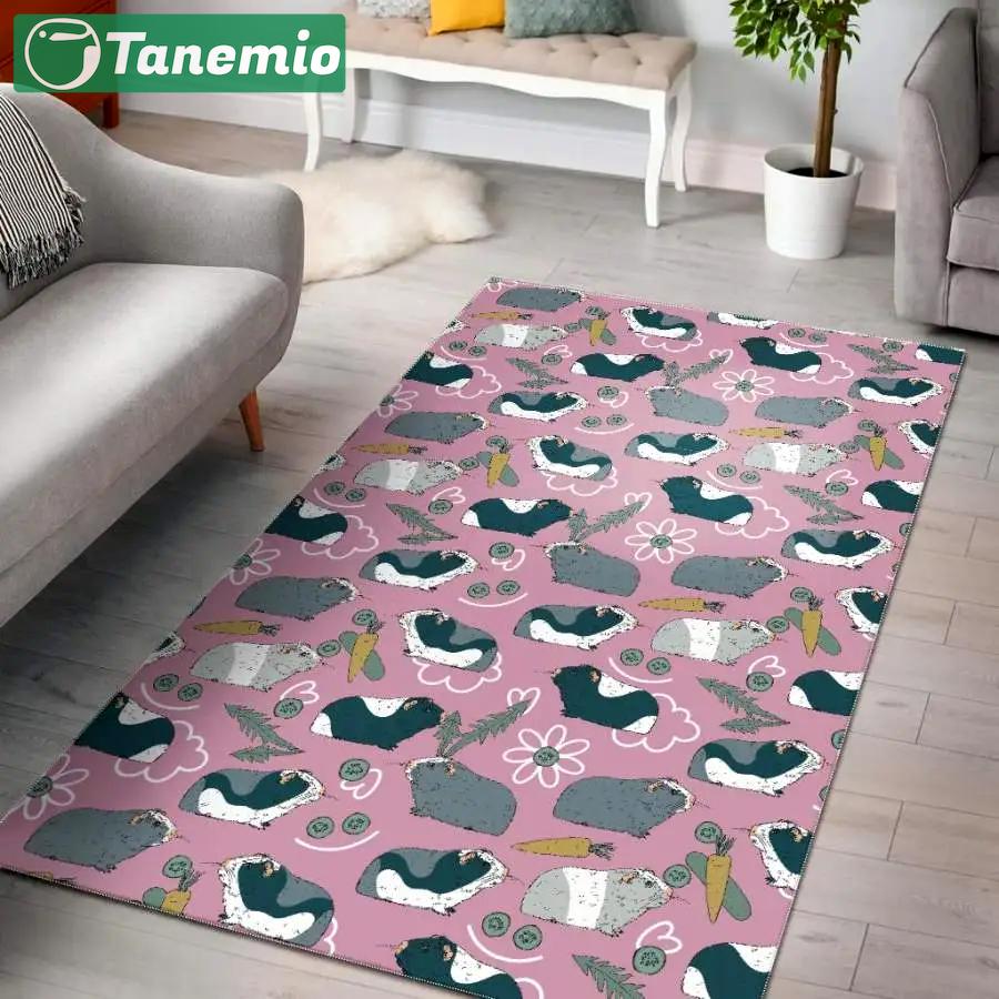 Pink corgi pattern print area rug living room rug home decor Rectangle Rug