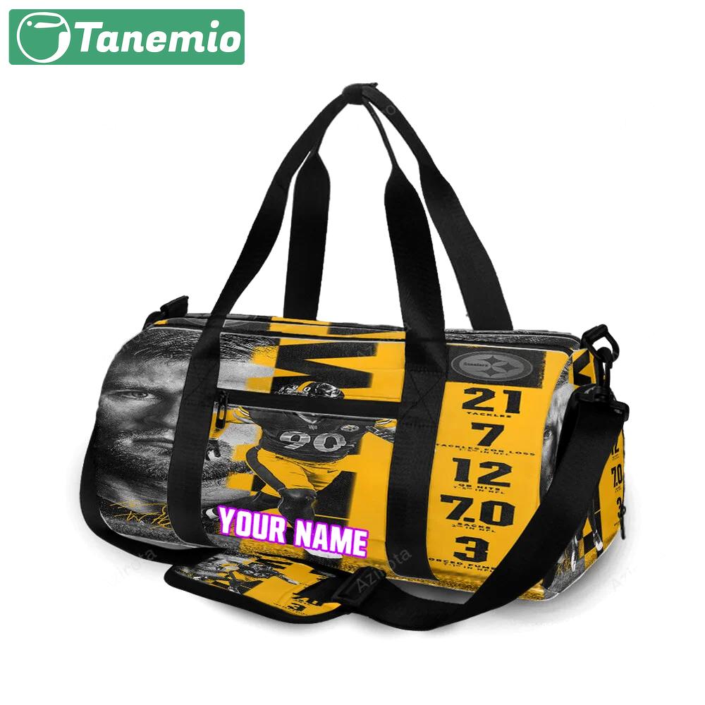 Pittsburgh steelers t j watt no90 personalized name travel bag gym bag 1726 Travel Bag