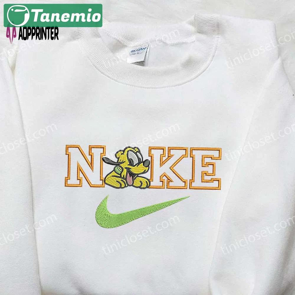 Pluto x nike embroidered sweatshirt mickey mouse disney shirt nike inspired shirt Embroidered Shirt