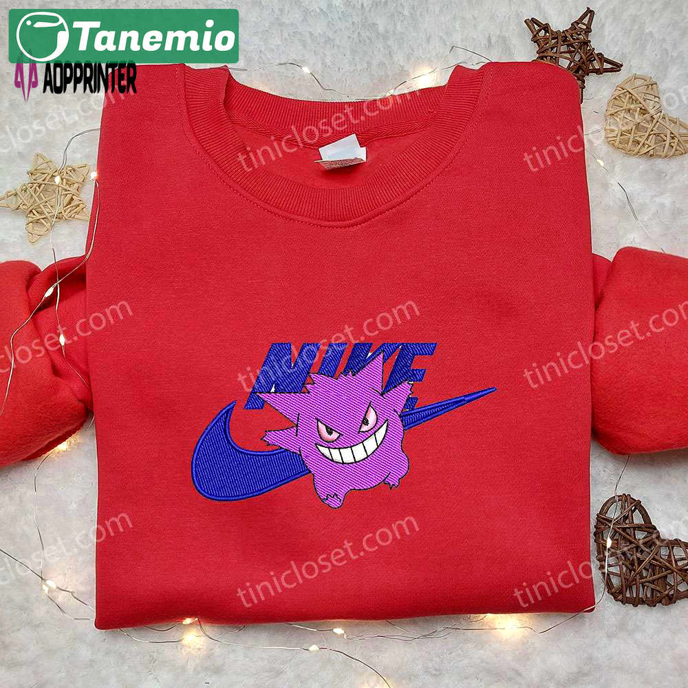 Pokemon gengar x nike embroidered hoodie & shirt – unique stylish & inspired by nike Embroidered Shirt