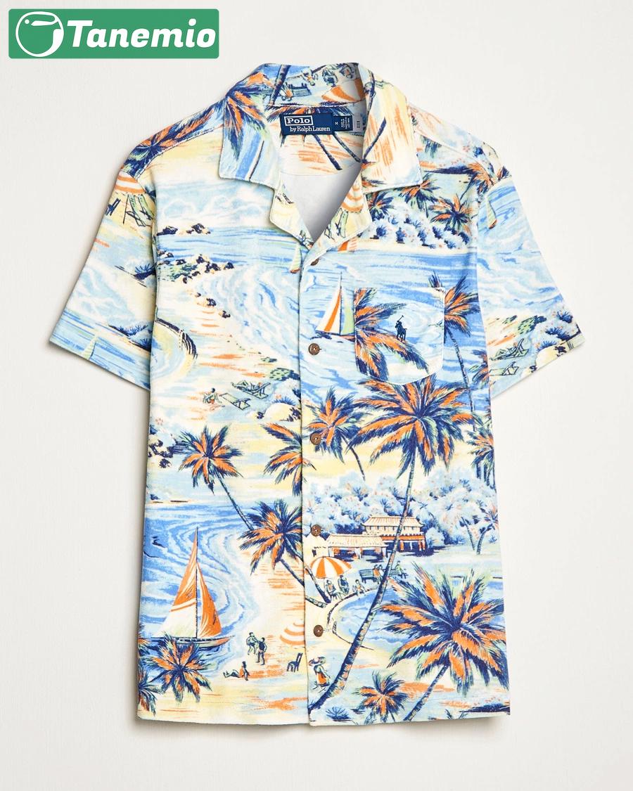 Polo ralph lauren terry hawaiian beach short sleeve shirts Hawaii Shirt Shorts & Flip Flops