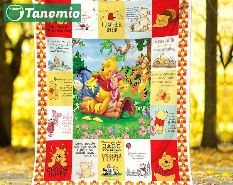 Pooh bear fleece blanket, pooh and friends throw blanket for couch sofa, gift for kids, christmas gift Quilt Blanket