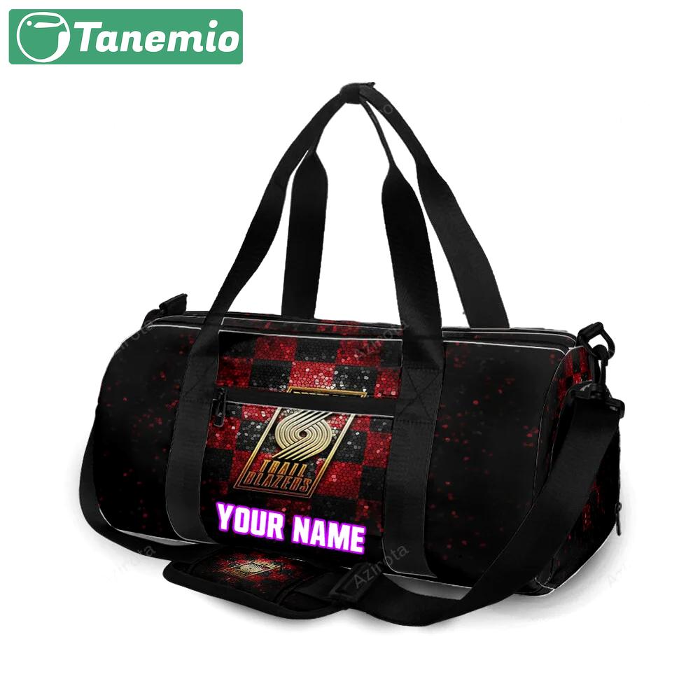 Portland trail blazers golden red blue glass personalized name travel bag gym bag 2288 Travel Bag