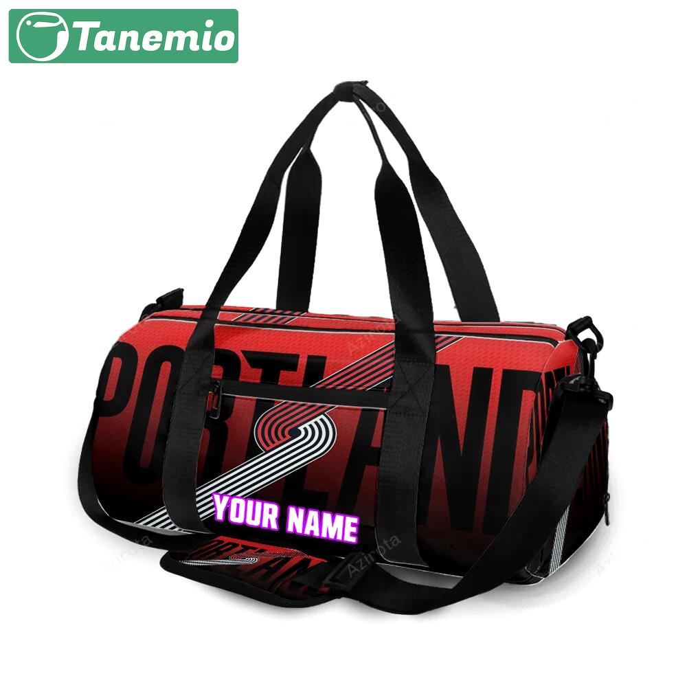 Portland trail blazers red gray black personalized name travel bag gym bag 2302 Travel Bag