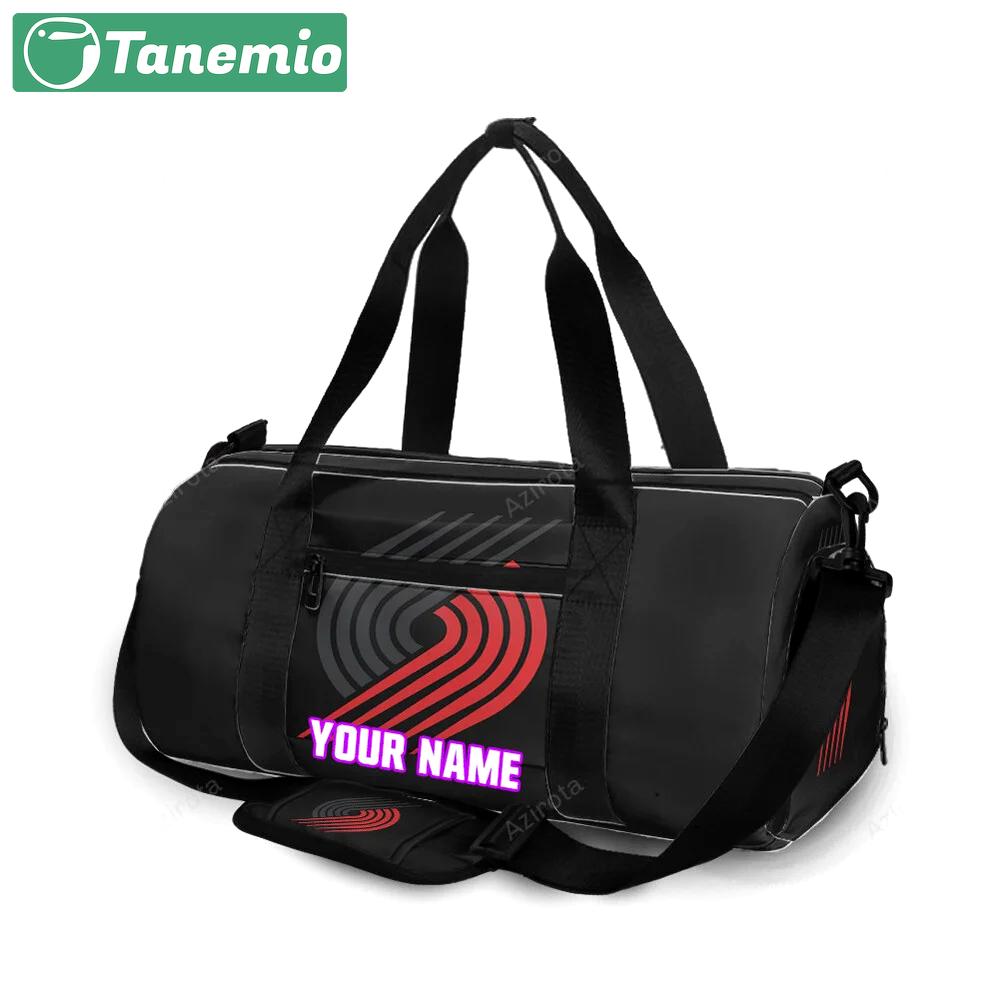 Portland trail blazers red gray personalized name travel bag gym bag 2278 Travel Bag