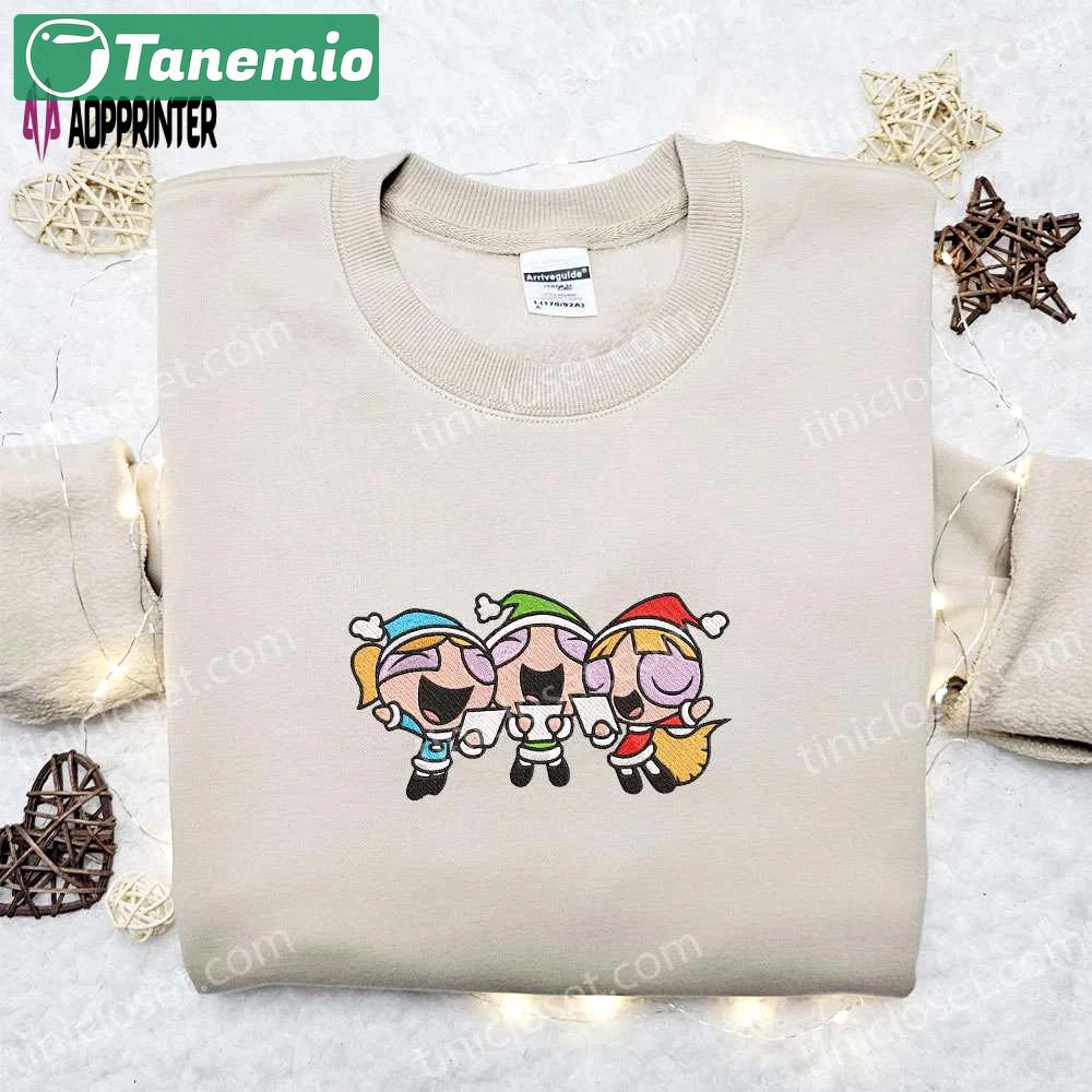 Powerpuff girls christmas hat embroidered sweatshirt – best gift ideas Embroidered Shirt