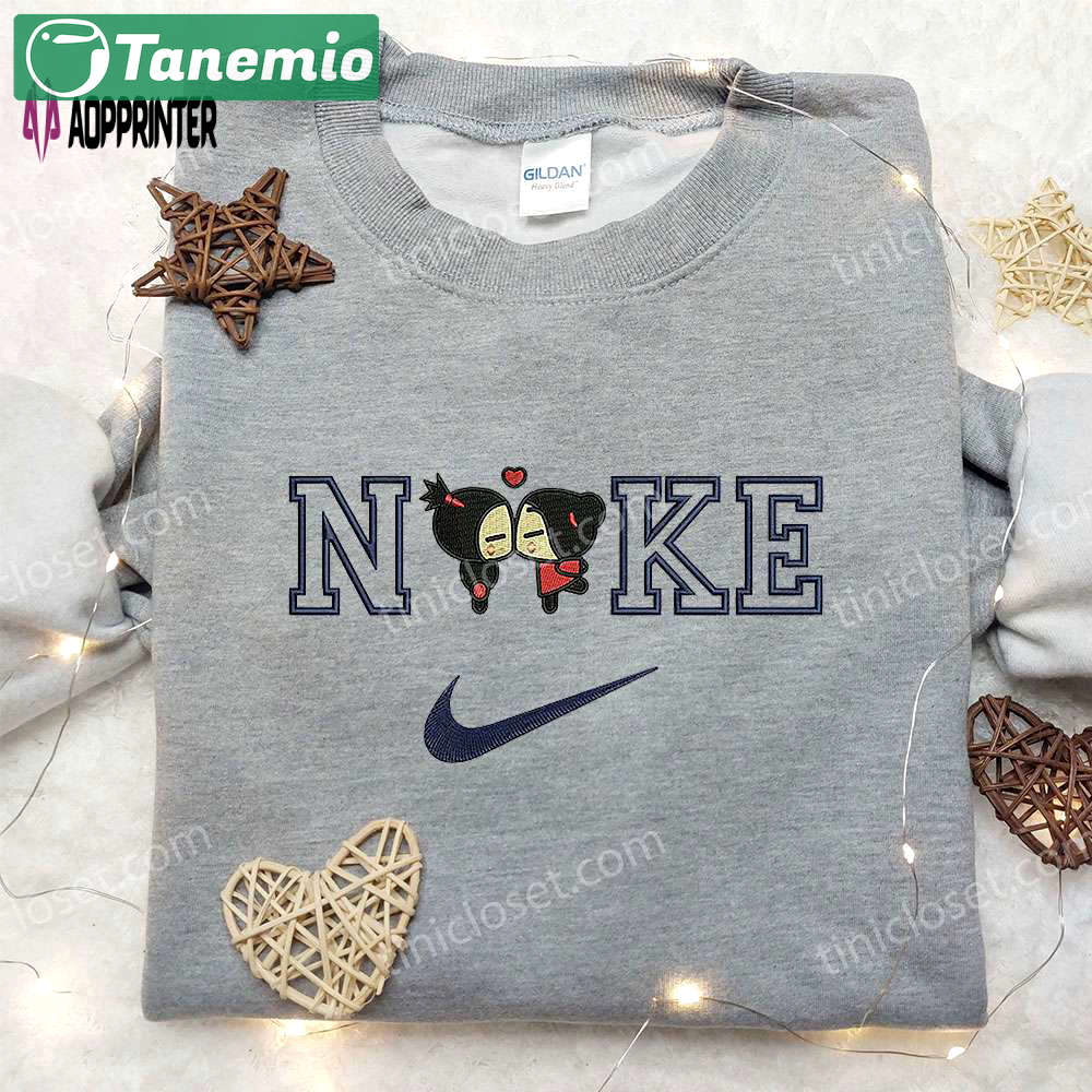 Pucca and garu x nike embroidered shirt – unique design pucca & nike collaboration limited edition Embroidered Shirt