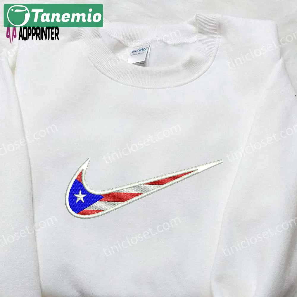 Puerto rican flag x nike swoosh embroidered shirt national flag inspired nike shirt Embroidered Shirt