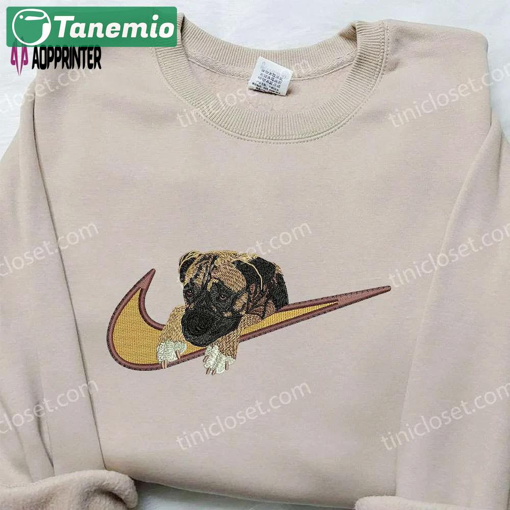 Pug dog x nike embroidered shirt: custom animal tee for nike fans Embroidered Shirt