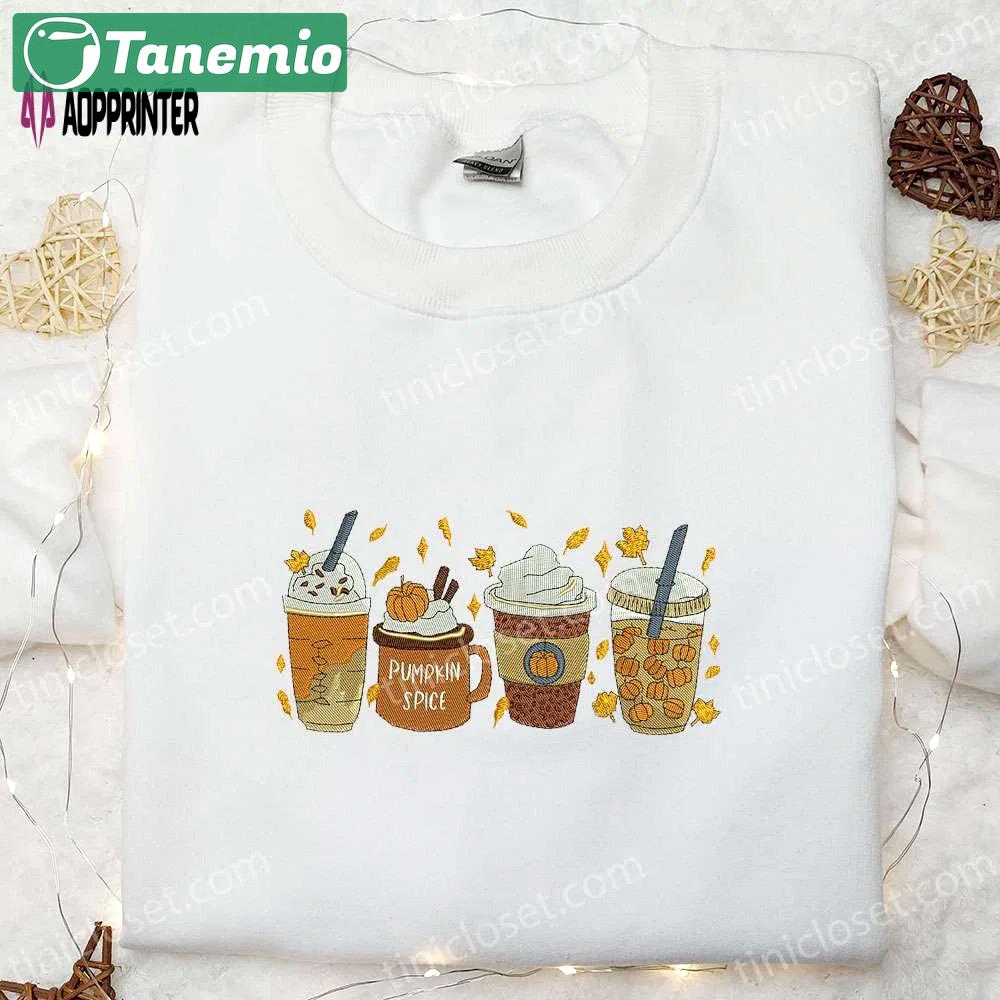 Pumpkin spice drink embroidered shirt: halloween unique gift for family Embroidered Shirt
