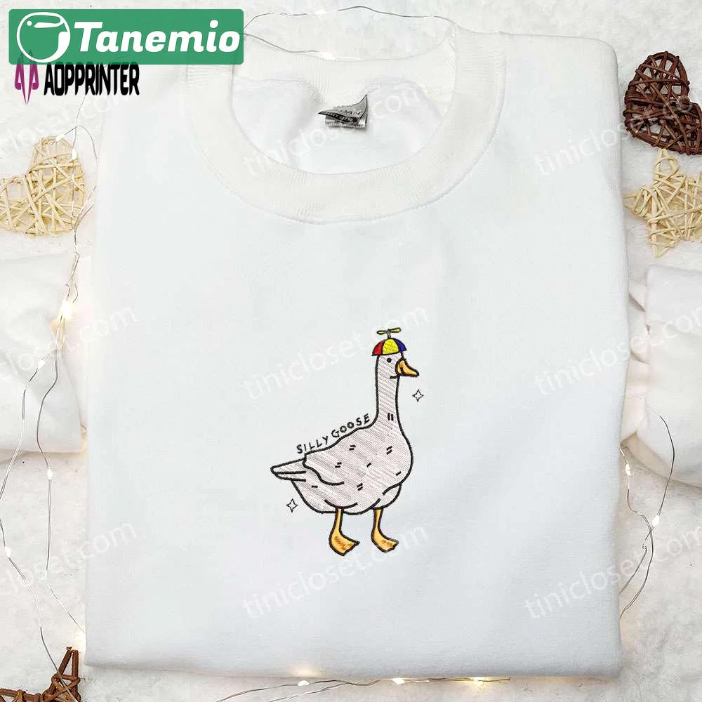 Quirky silly goose embroidered shirt – perfect animal gift for family Embroidered Shirt