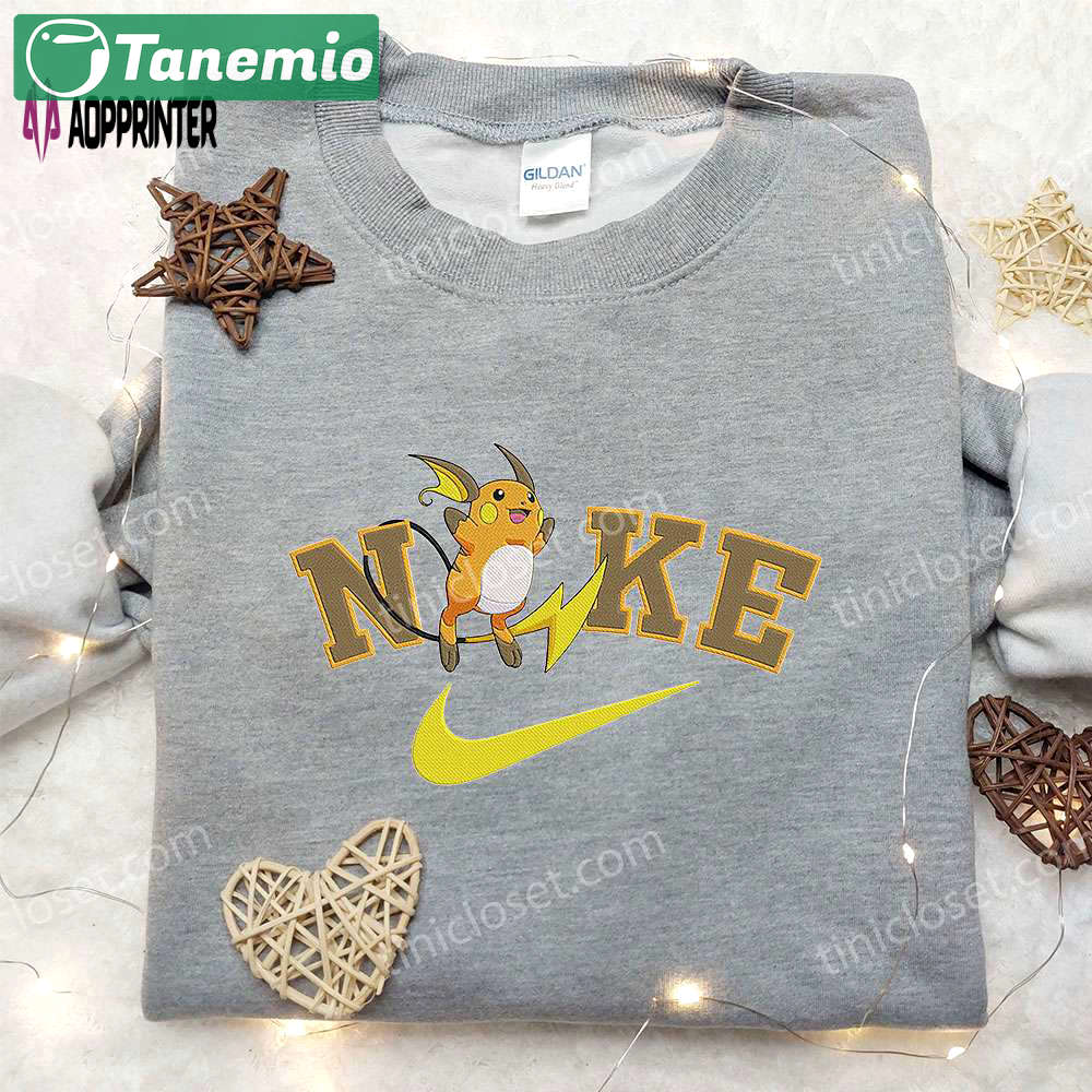Raichu x nike anime hoodie & pokemon embroidered shirt: nike inspired apparel Embroidered Shirt