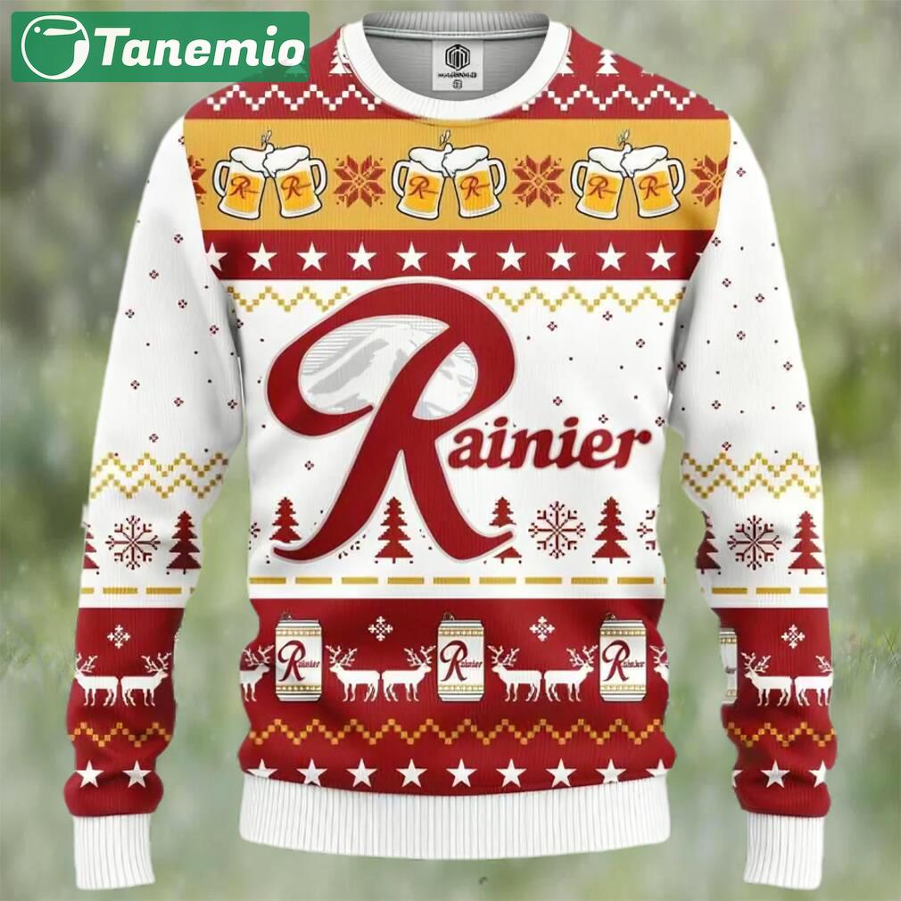 Rainier beer ugly christmas sweater, faux wool sweater, gifts for beer lovers, international beer day, best christmas gifts for 2022 ? prinvity Christmas Ugly Sweater