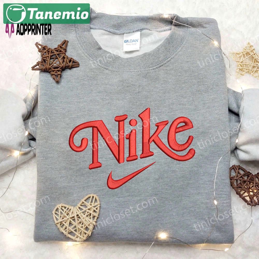 Red classic x nike embroidered shirt: anime & custom design for unique style Embroidered Shirt