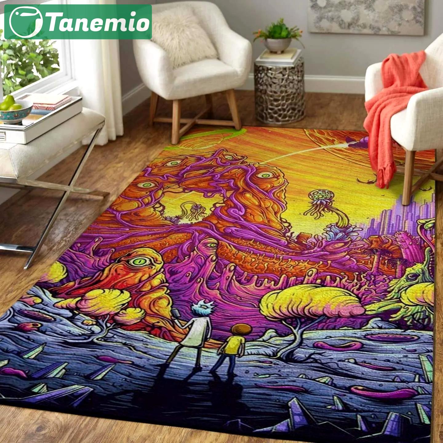 Rick and morty rug ram01 rug regtangle carpet floor decor home decor Rectangle Rug