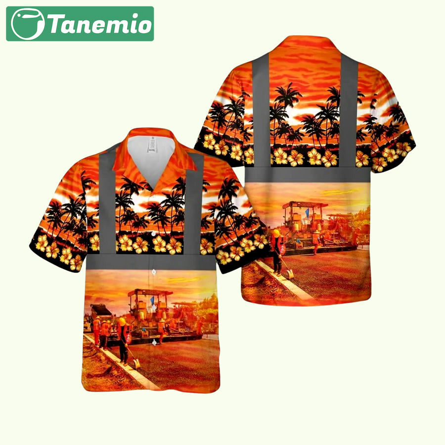 Road construction tropical hawaiian shirt Hawaii Shirt Shorts & Flip Flops
