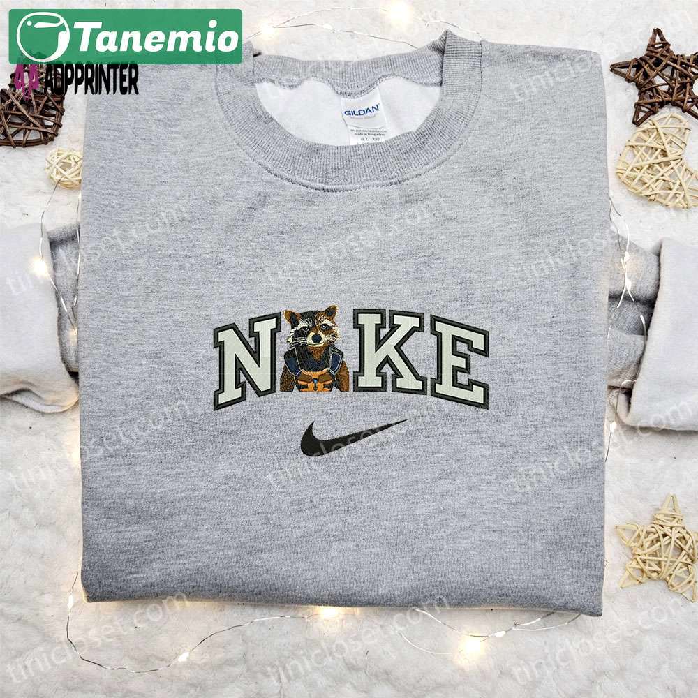 Rocket racoon x nike movie embroidered shirt & sweatshirt: marvel universe inspired hoodie Embroidered Shirt