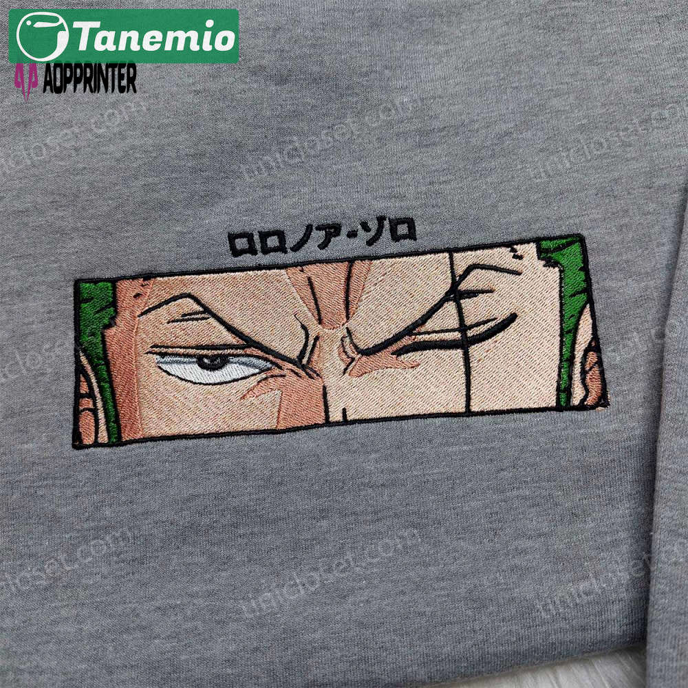 Roronoa zoro one piece embroidered shirt & sweatshirt – perfect anime gifts for fans Embroidered Shirt